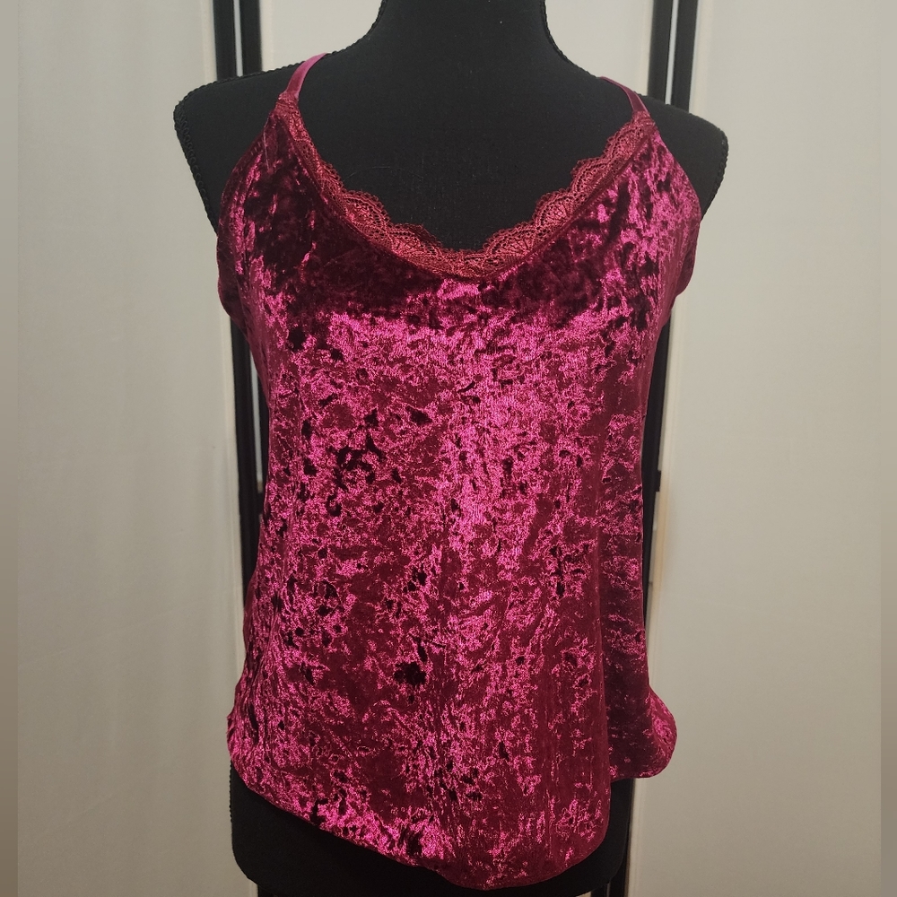 Jessica Simpson Burgandy Racerback Velvet Top
